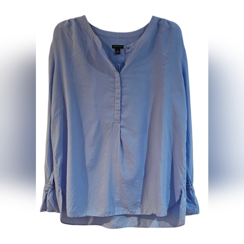 Ann Taylor - 100% Lyocel Button Down Ruffle Sleeve Blouse​​​​​